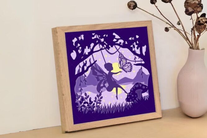 Fairy Butterfly Light Box, SVG Paper Cut File
