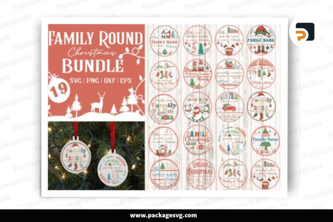 Family Christmas Ornaments Bundle, Design Digital Cut File LOFEB2PS