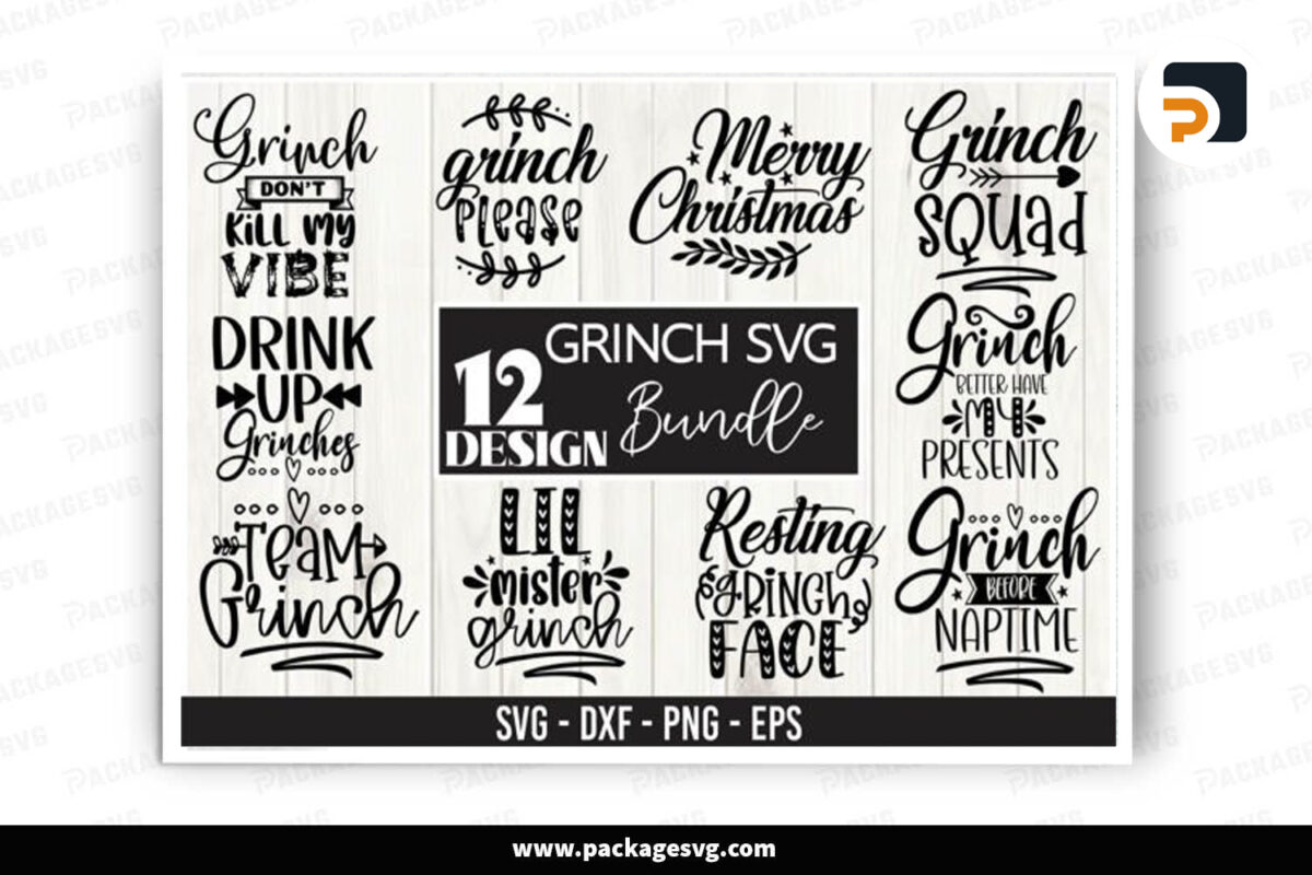 Grinch Bundle, 12 Designs Christmas Cut File Free Download