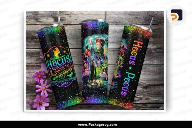 Halloween Witch Hocus Pocus Design, 20oz Skinny Tumbler Wrap Png LN9RAGJM