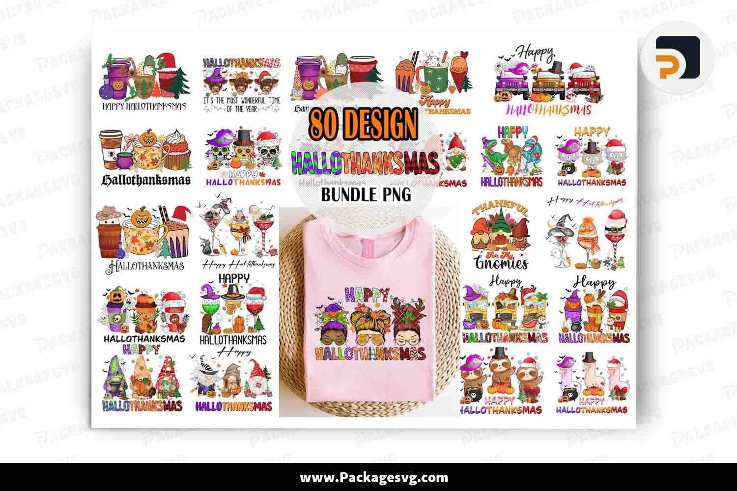 Happy Hallothanksmas Png Bundle, 80 Happy Holiday Designs LNA49UMJ