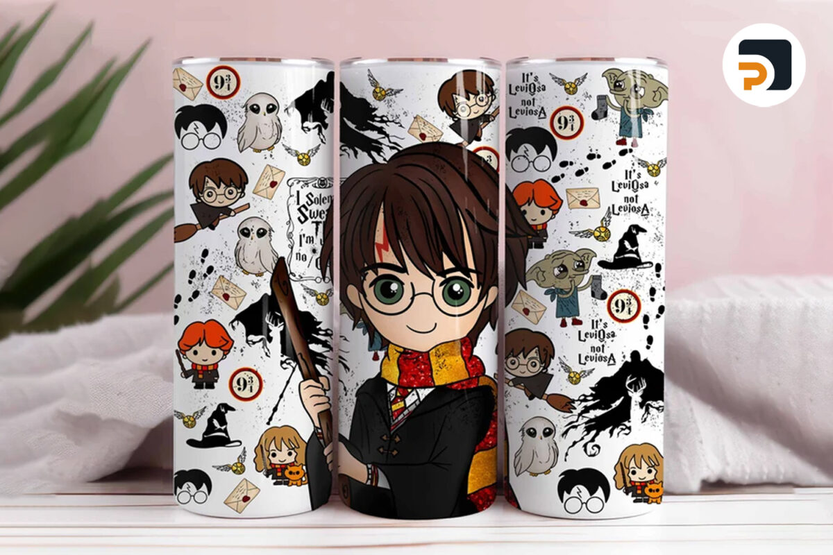 Harry Potter Magic Sublimation Design, 20oz Skinny Tumbler Wrap ...