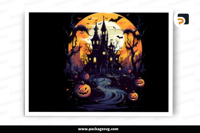 Haunted Castle PNG Sublimation Clipart Digital Download LNQDVK8B