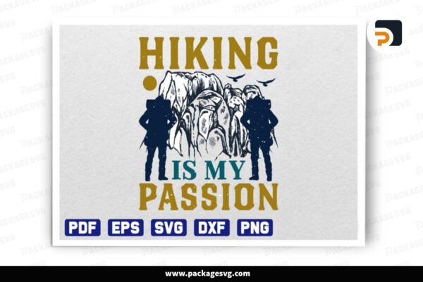 Hiking Is My Passion SVG, T-Shirt Design Free Download