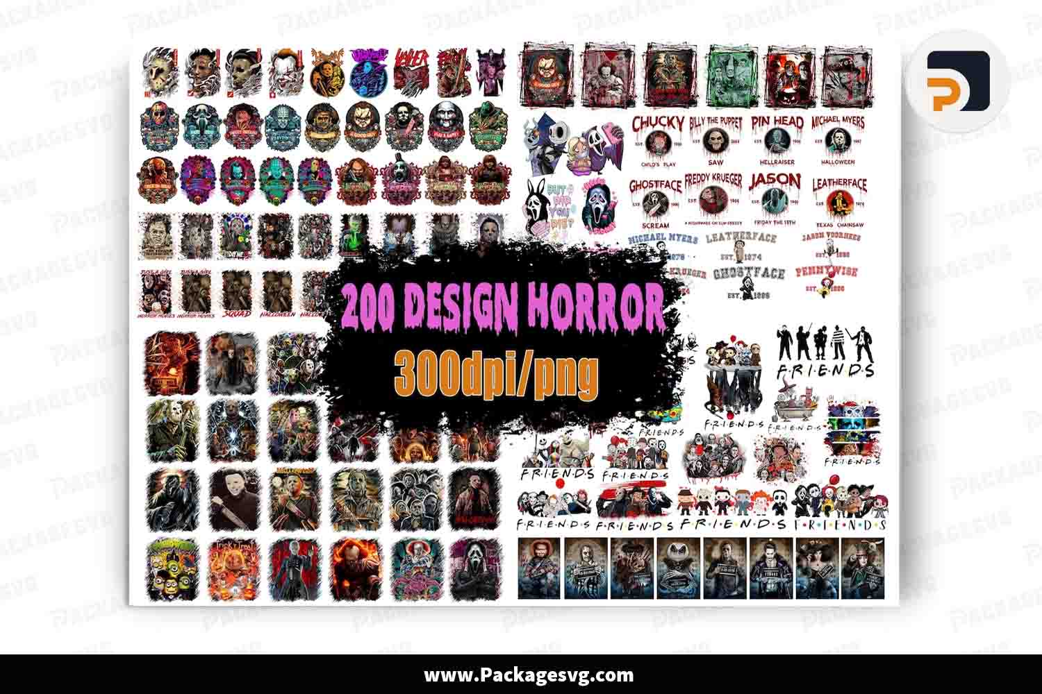 Horror Design Bundle, 200 Halloween Movie Designs LNA3XLBV