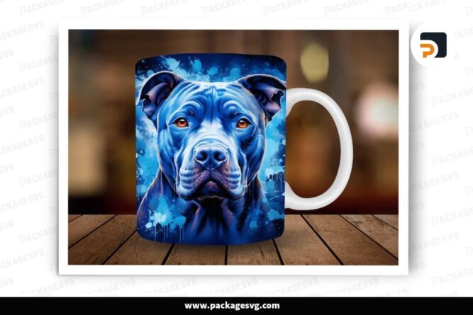 Pitbull Dog Sublimation Design, 11oz 15oz Skinny Mug Wrap LO9K3FCN