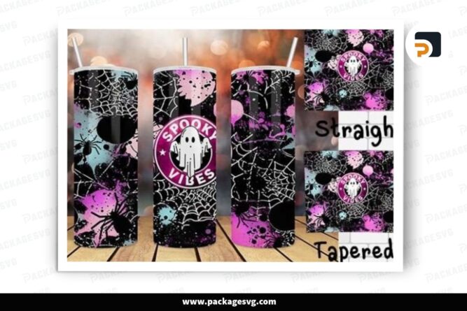 Spooky Vibes Season Sublimation Design, 20oz Skinny Tumbler Wrap LNTTPBFD