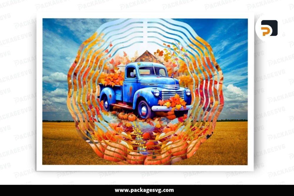 Vintage Truck Wind Spinner PNG, Country Wind Spinner Sublimation Design LNTO2DV4