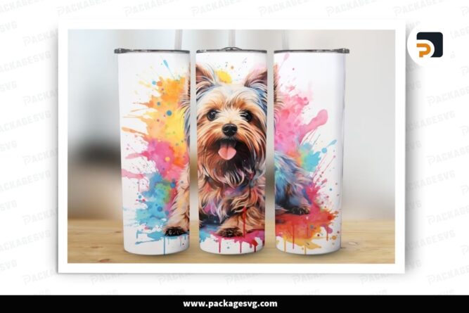 Yorkie Dog Sublimation Design, 20oz Skinny Tumbler Wrap LNTO8S6N