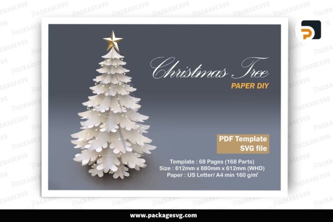 3D Christmas Tree Paper DIY, Xmas Paper Cut File LP22AITA