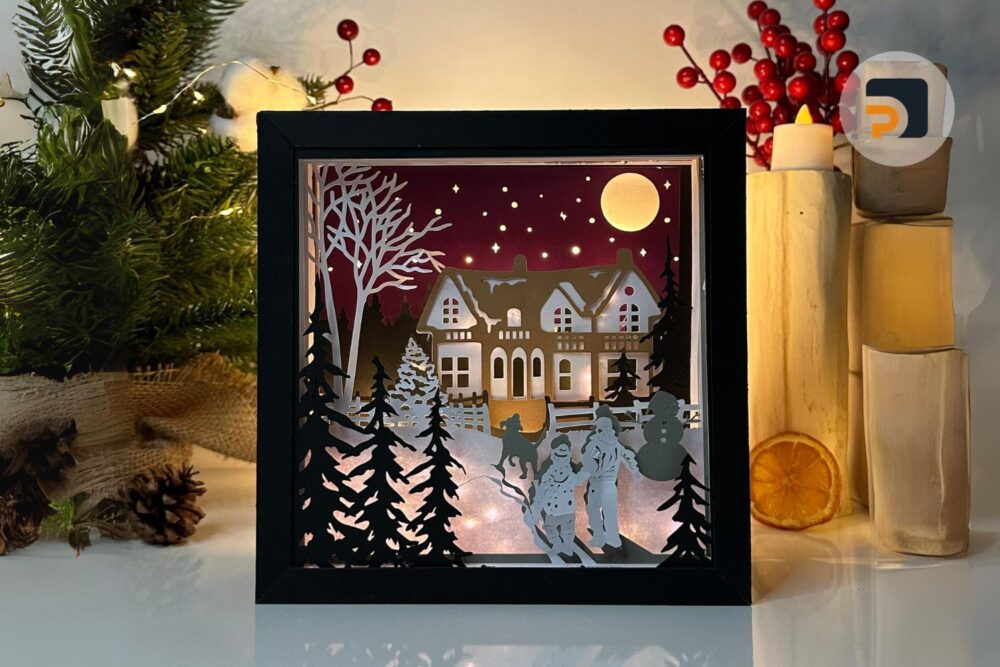 3D Come Back Home Lightbox, Winter SVG Paper Cut File LOYAAP17 - 2