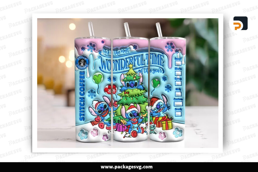 3D Stitch Cartoon Sublimation Design, 20oz Skinny Tumbler Wrap LOLLBX6F