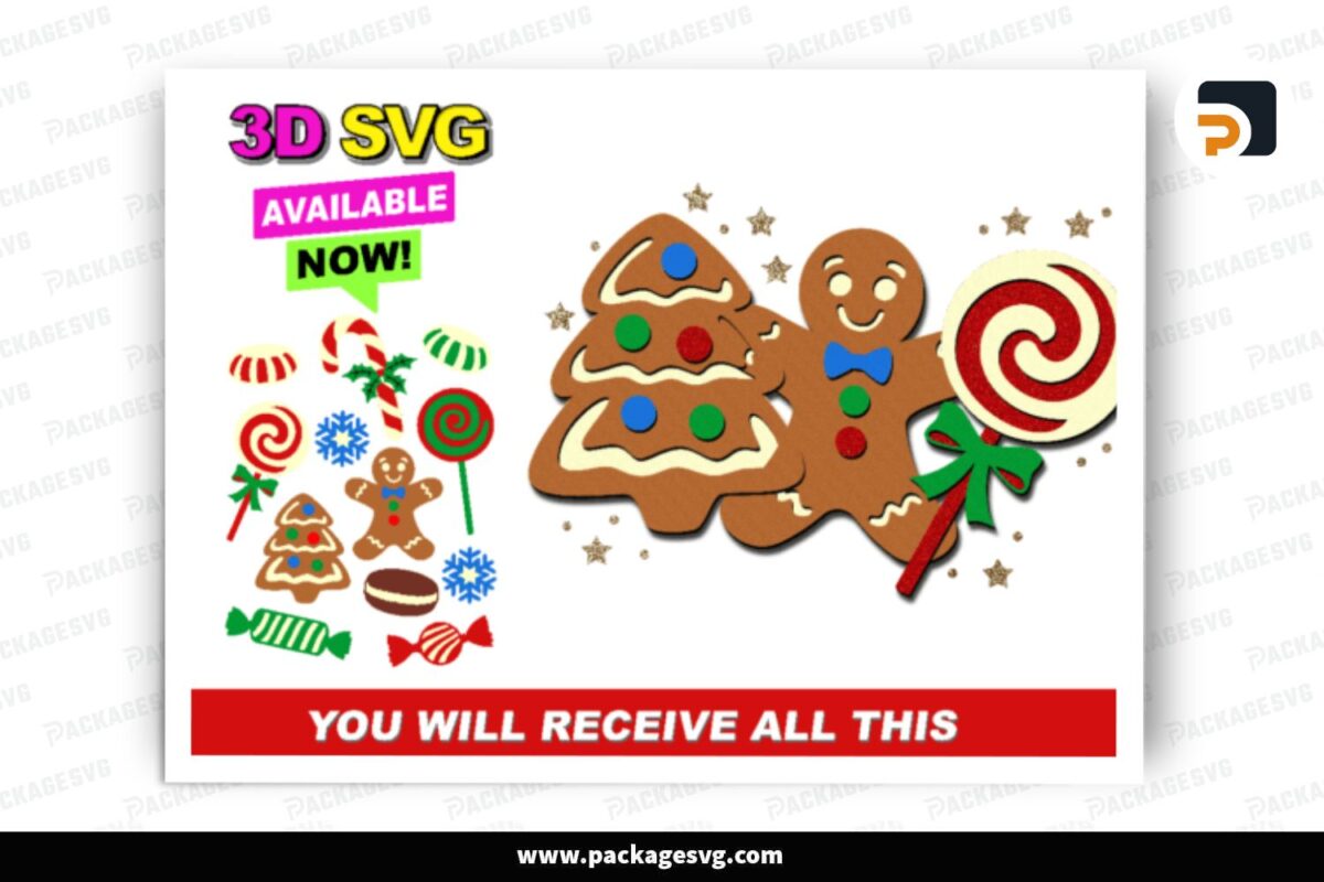 3D Sweet Christmas Element SVG Bundle Free Download