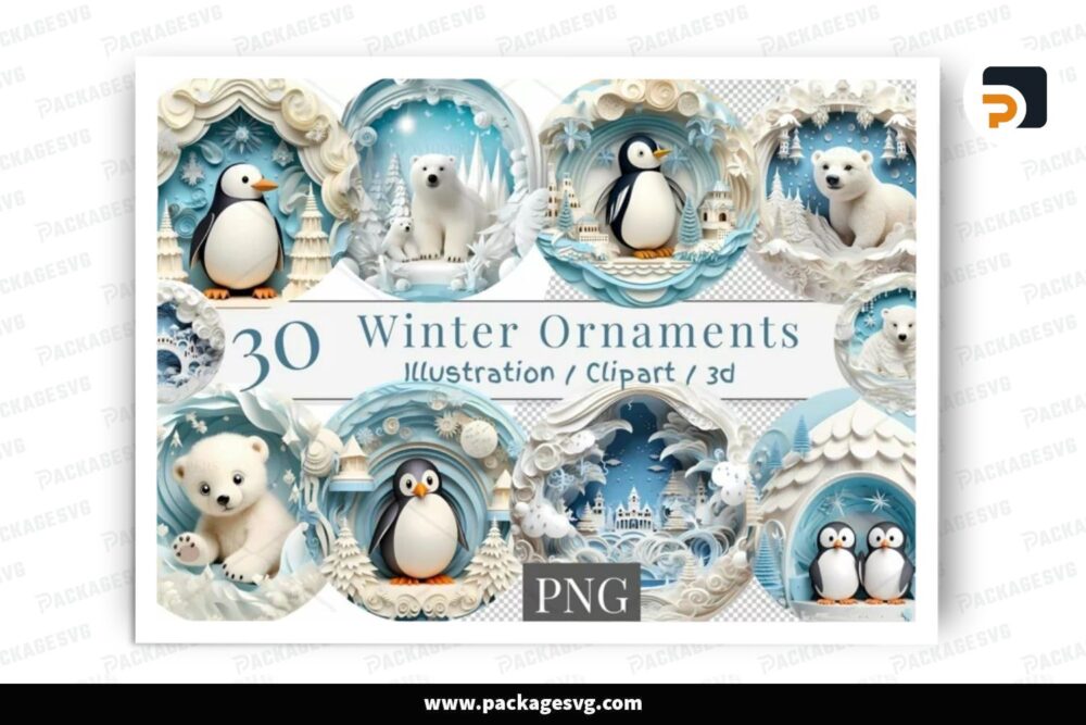 3D Winter Ornament Subliamtion, 30 Design Files LPG7KWY5