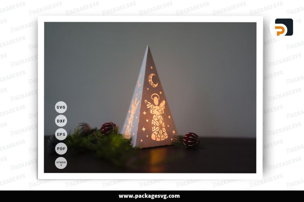 Christmas Angel Lantern, Xmas SVG Paper Cut File