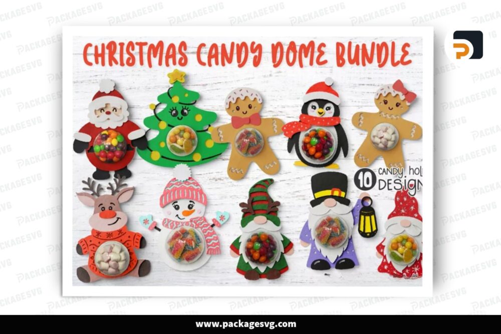 Christmas Candy Dome SVG Bundle, 10 Cut File Designs LOV8GV74