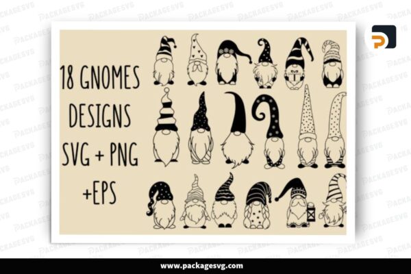 Christmas Gnome SVG Bundle, 18 Designs Free Download