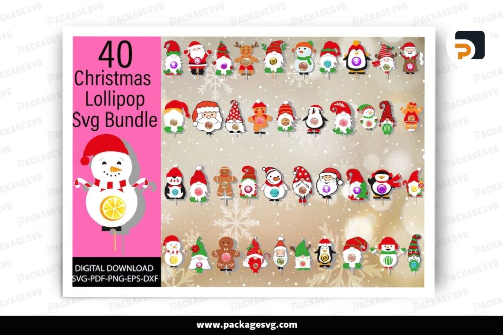 Christmas Lollipop Holder SVG Bundle, 40 Design Cut Files LPJI22V1