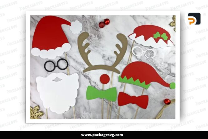 Christmas Photobooth Props SVG, Design Paper Cut File LPJJUSBL