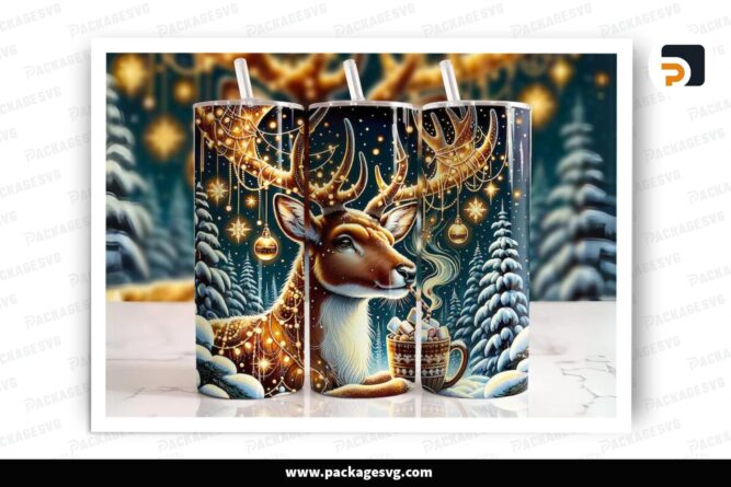 Christmas Reindeer Festive Sublimation, 20oz Skinny Tumbler Wrap LP22L0IE