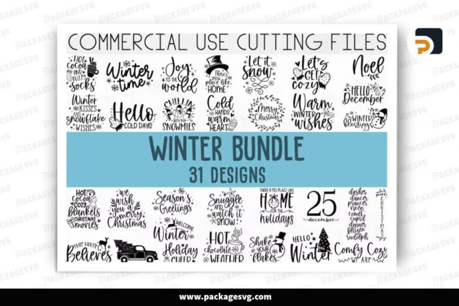 Christmas Winter Quote SVG Bundle, 32 Design Cut Files LPJ3XBL0