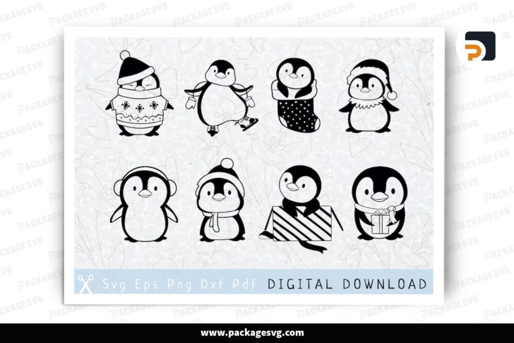 Cute Winter Penguin SVG Bundle, 8 Design Files LPHQVS59 (3)