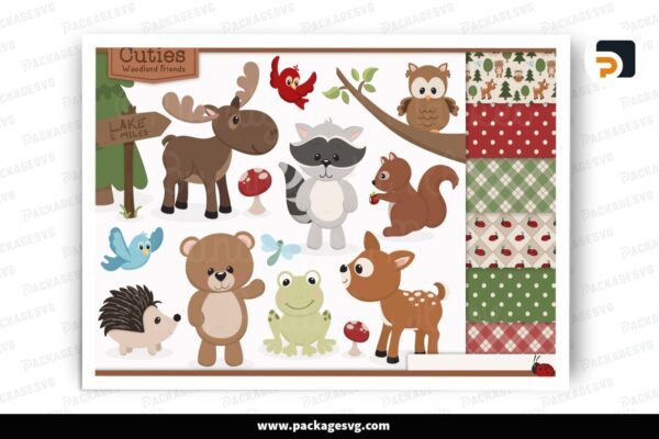 Cute Woodland Animals PNG Bundle, 26 Designs Free Download