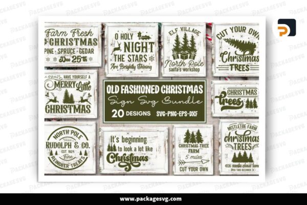 Farmhouse Old Christmas SVG Bundle, 20 Designs Free Download