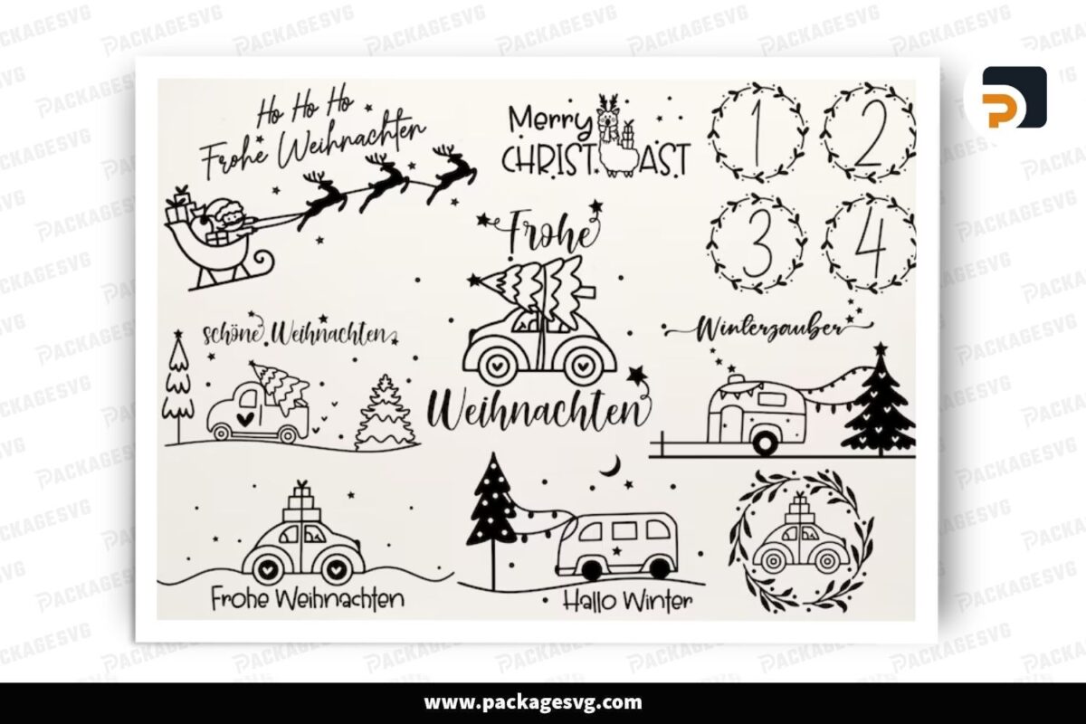 Frohe Weihnachten SVG Bundle, Design Free Download