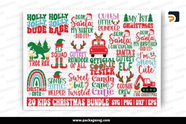 Kids Christmas SVG Bundle, 10 Xmas Designs Free Download