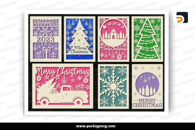 Merry Christmas Card Bundle, SVG Paper Cut File LOP7J4UZ