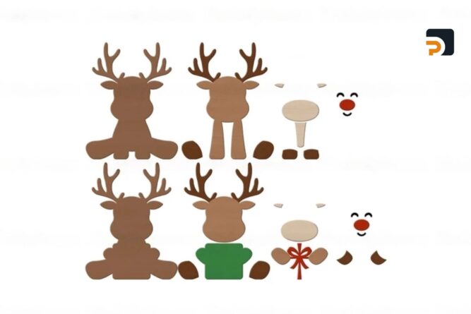 Reindeer Ornaments SVG, Christmas Design File 2