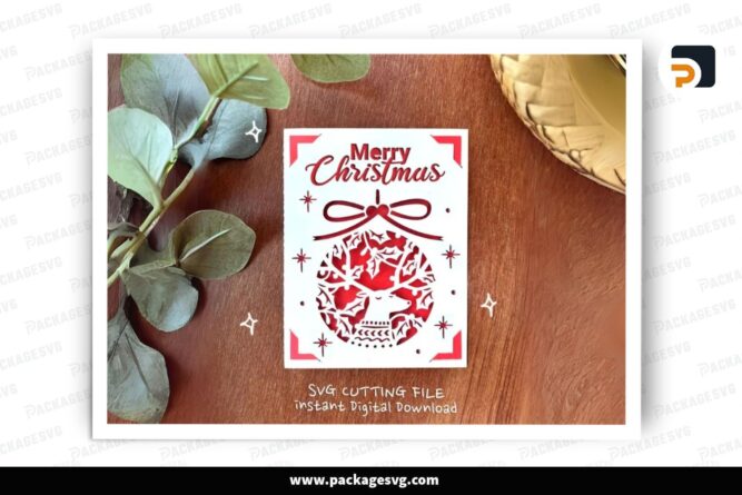 Rudolph Christmas Card, Xmas SVG Paper Cut File