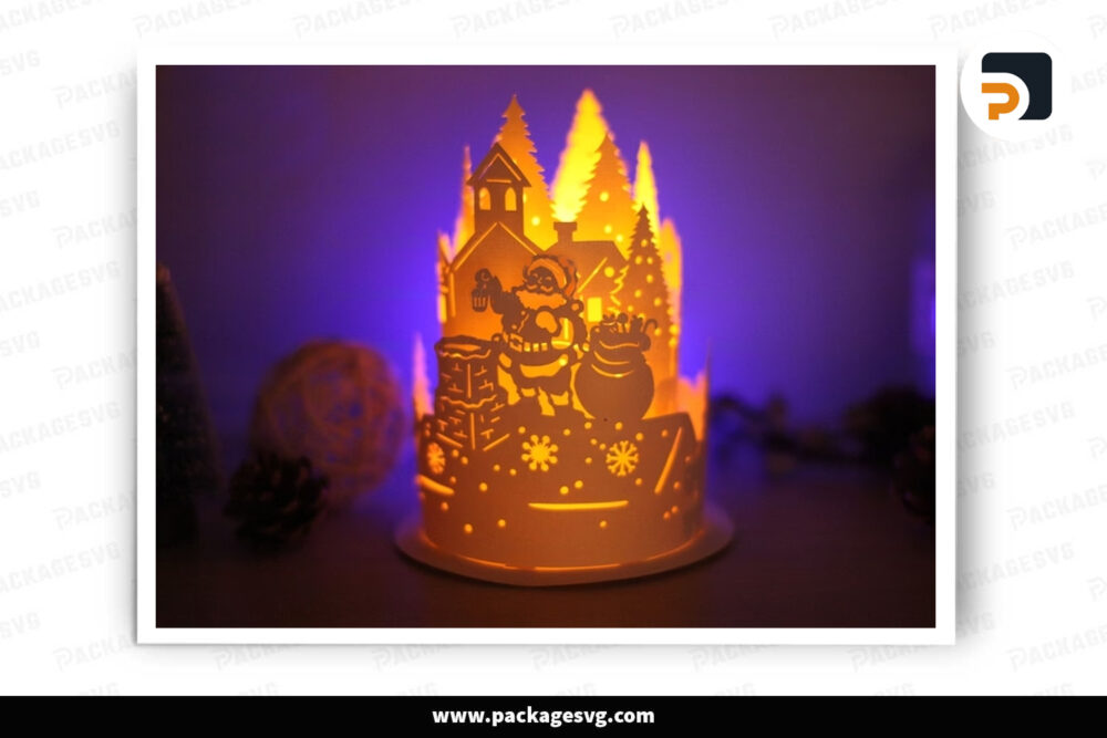 Santa Claus Dome Lantern, Christmas SVG Paper Cut File LOFLL7QK