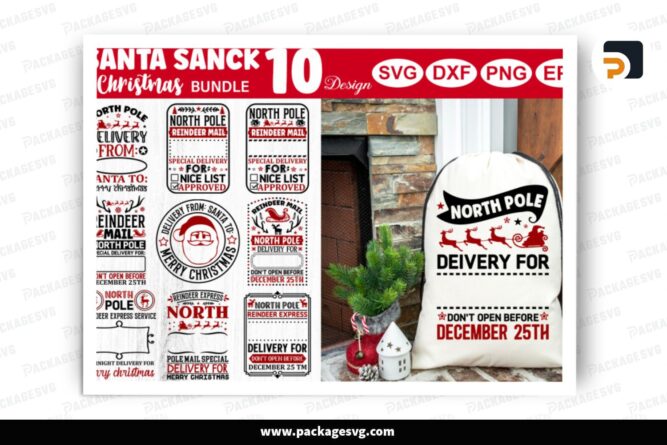 Santa Claus Sack SVG Bundle, 10 Christmas Design Files LPTFRZAJ (5)