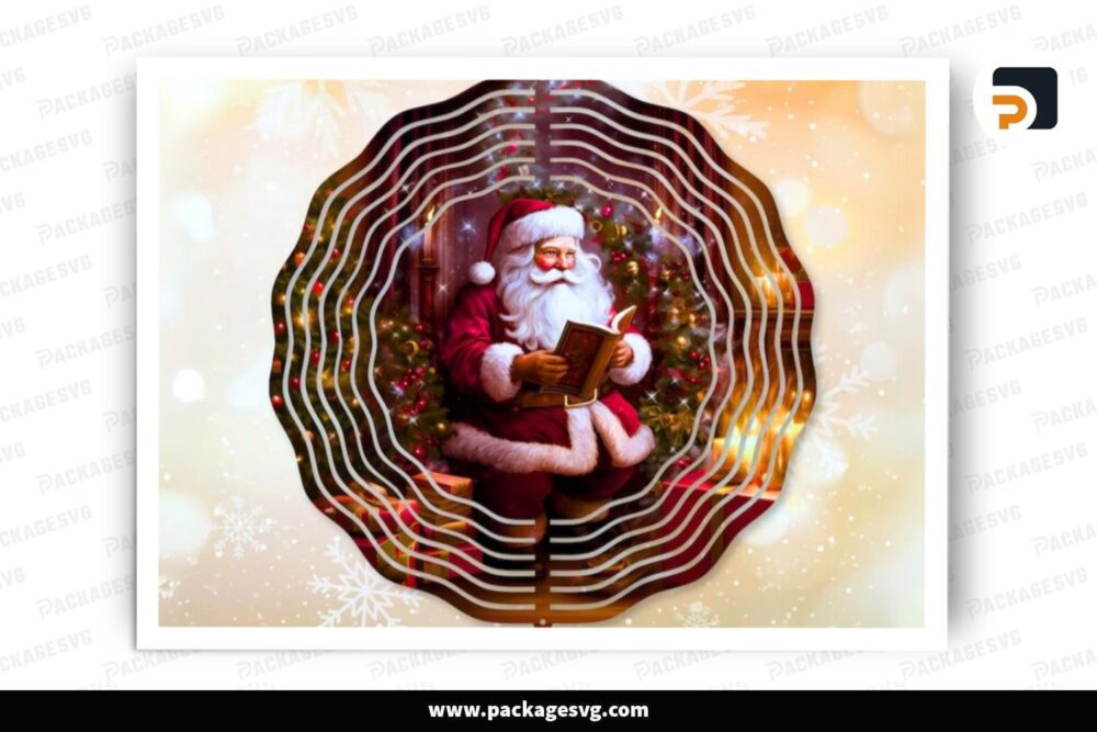 Santa Reading Book Wind Spinner PNG, Christmas Sublimation Design LPKHZJA6 (2)
