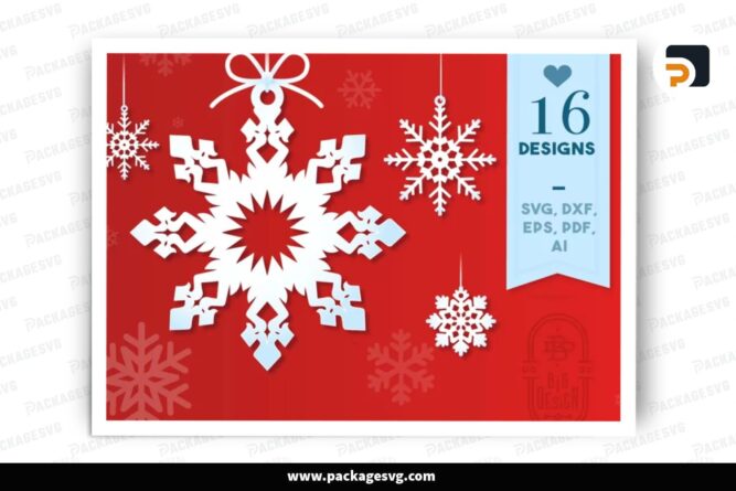 Snowflake Christmas Ornament SVG Bundle, Xmas Design Files LOSC8PWU