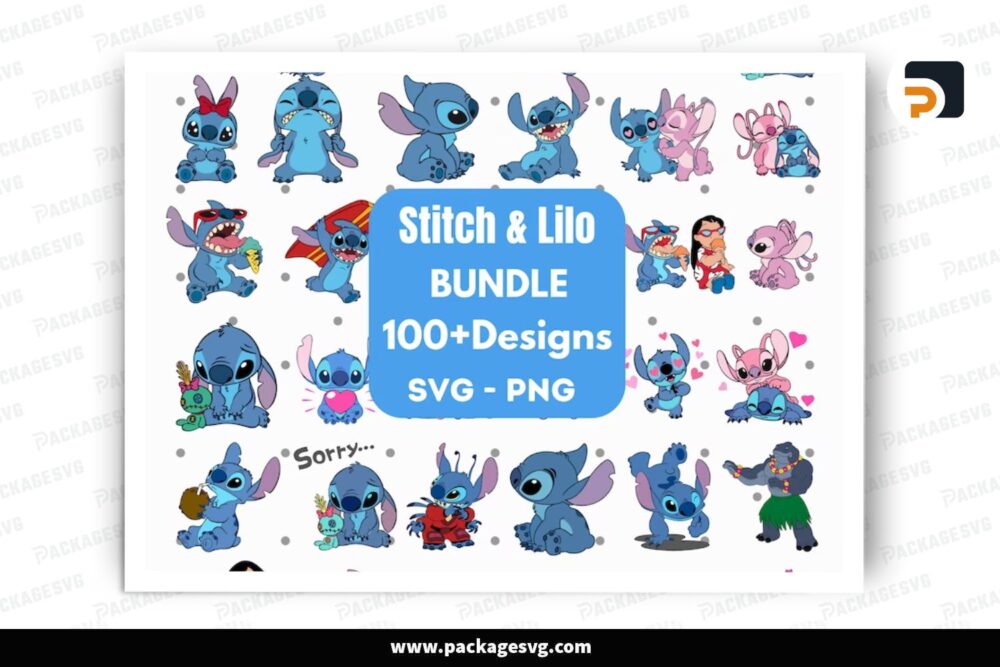 Stitch And Lilo SVG Bundle, 100 Design Files LPM5FFBI (2)