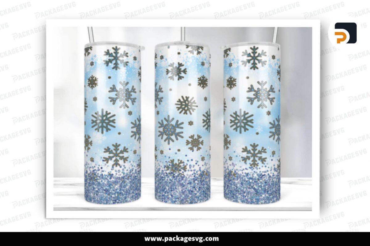 Winter Snowflake Christmas, 20oz Skinny Tumbler Wrap Free Download