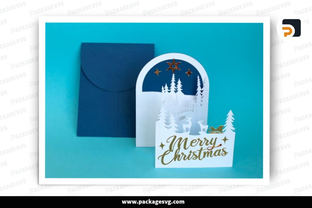 3D Accordion 3 Fold Pop Up Christmas Card, SVG Paper Cut File LPMEKA6L