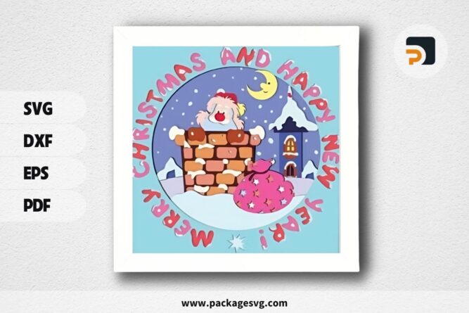 3D Christmas And Happy New Year Shadowbox, SVG Paper Cut File LQEUBVVT (1)