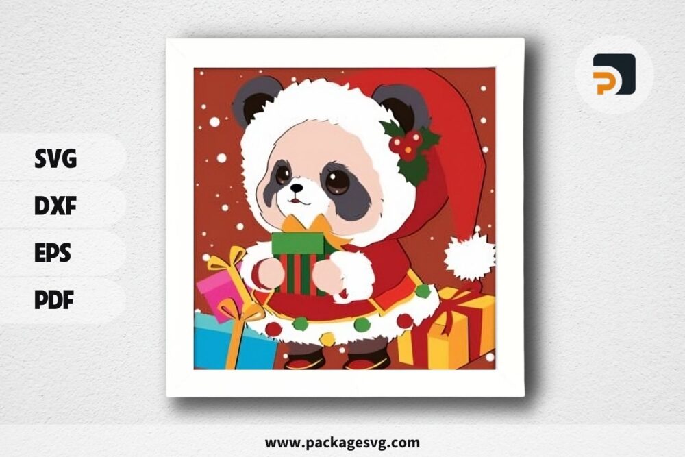 3D Cute Panda Shadowbox, Christmas SVG Paper Cut File LQEXSITS (2)