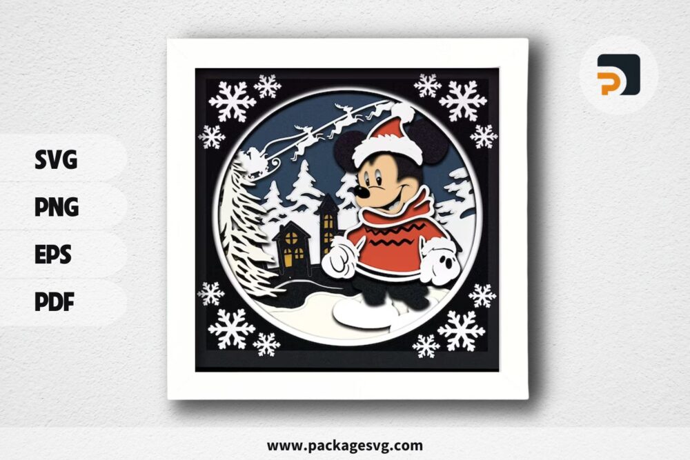 3D Magical Mickey Shadowbox, Christmas SVG Paper Cut File (1)