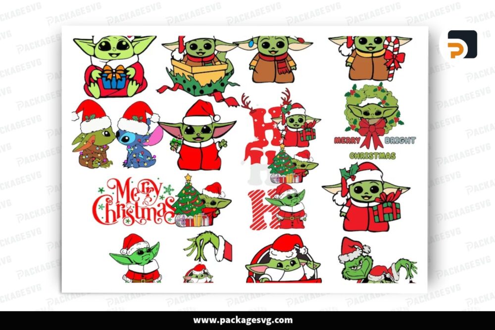 Baby Yoda Christmas SVG Bundle, 17 Design Files (2)