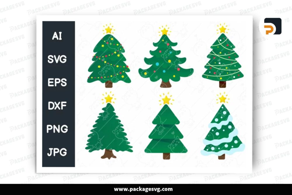 Beautiful Christmas Tree SVG Bundle, 6 Design Cut Files LPPJHATI