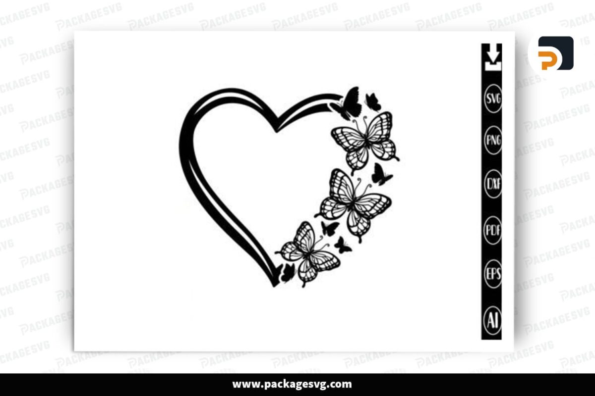 Butterfly Heart SVG Design Free Download