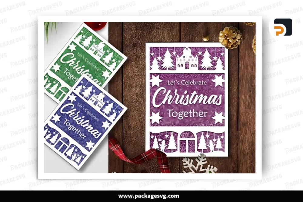 Christmas Greeting Cards, SVG Paper Cut File LQ09JXEO (2)