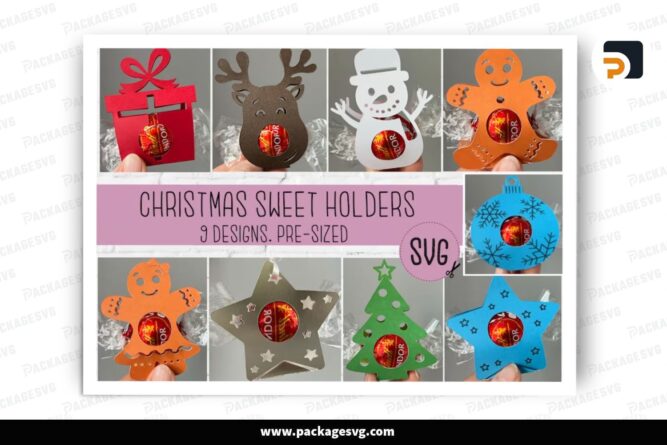 Christmas Sweet Candy Holder Bundle, 9 SVG Paper Cut File (3)