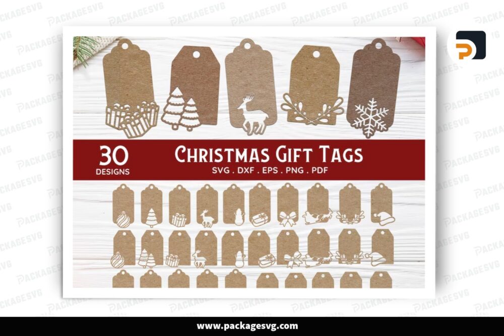 Christmas Things Gift Tag SVG Bundle, 30 Design Cut Files (2)