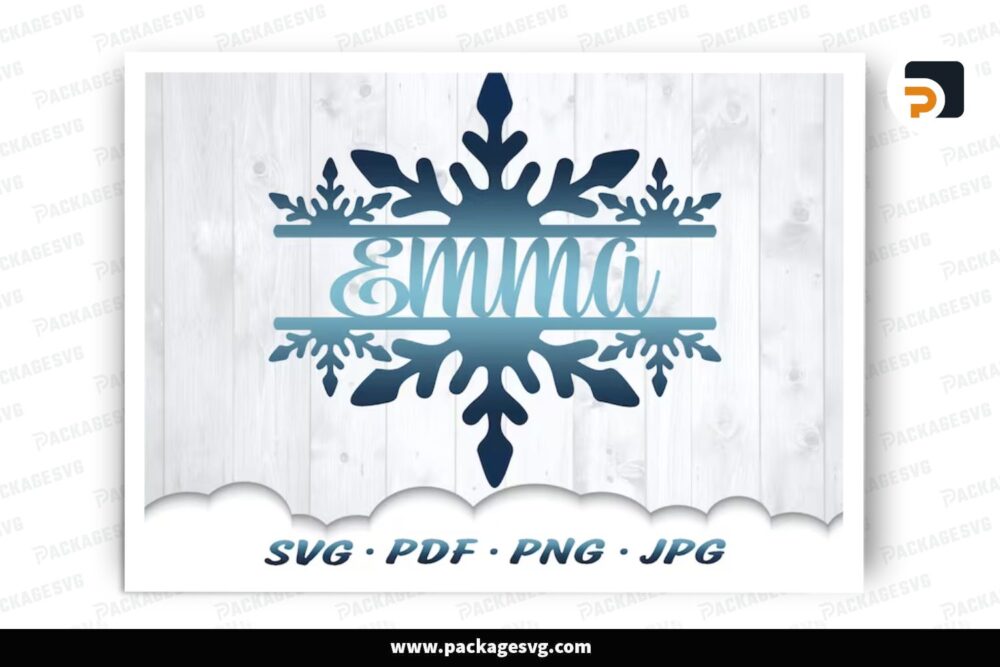 Customizable Snowflake Monogram SVG, Xmas Design Files (1)